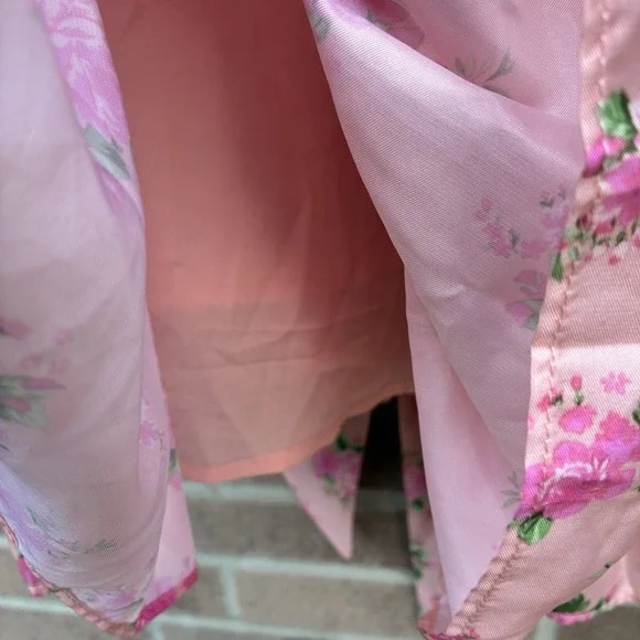 LoveShackFancy x Target Womens 18W Pink Satin Floral Puff Sleeve Mini Dress - Picture 5 of 12